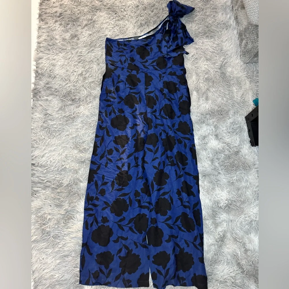 Kate Spade x Target Linen Blend Floral Jumpsuit Dress - Blue/Black Size 16 NWT